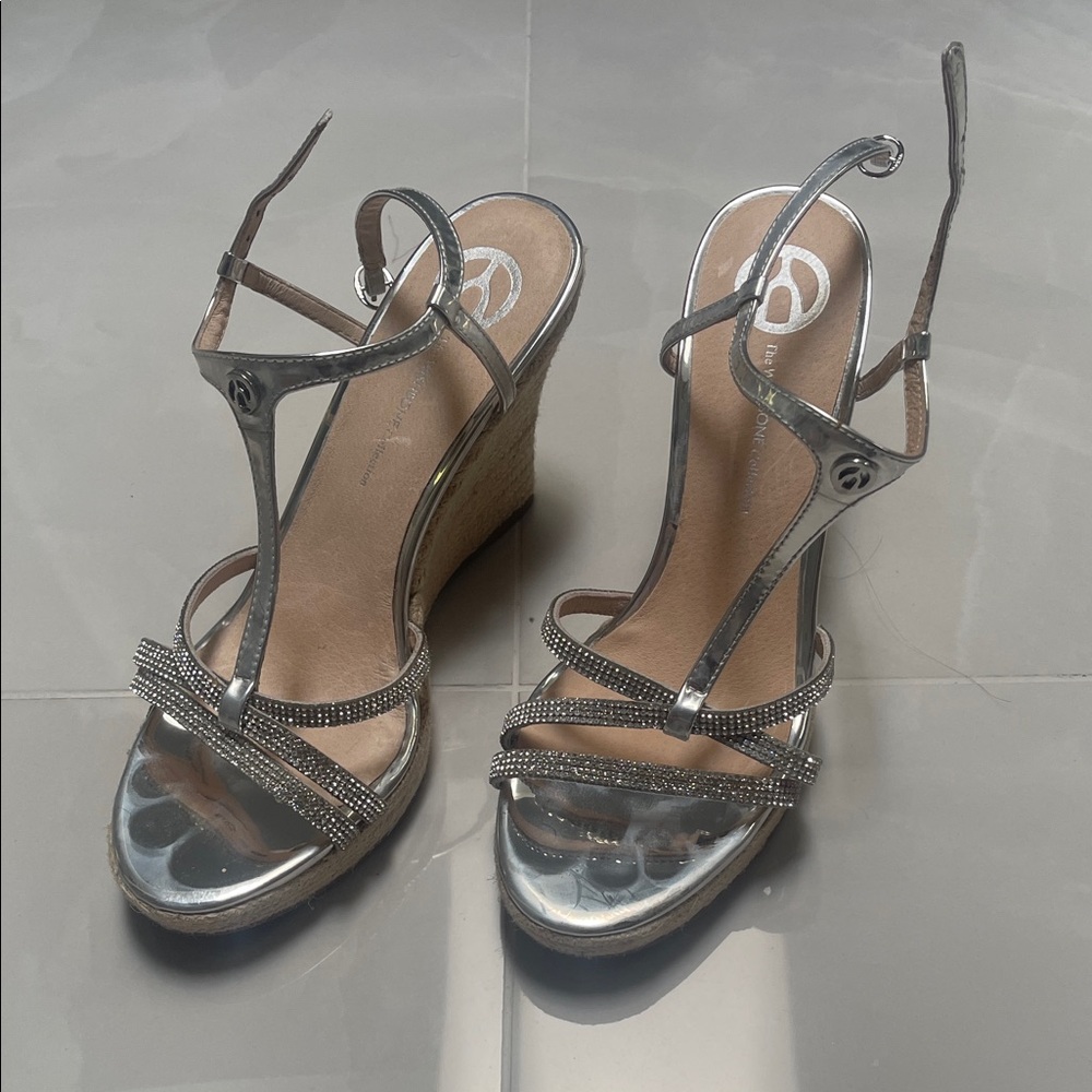 Glamorous Silver Wedge Sandals